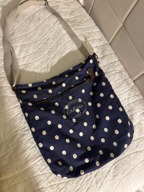 Cath Kidston Blue Polka Dot Canvas Shoulder Bag Used